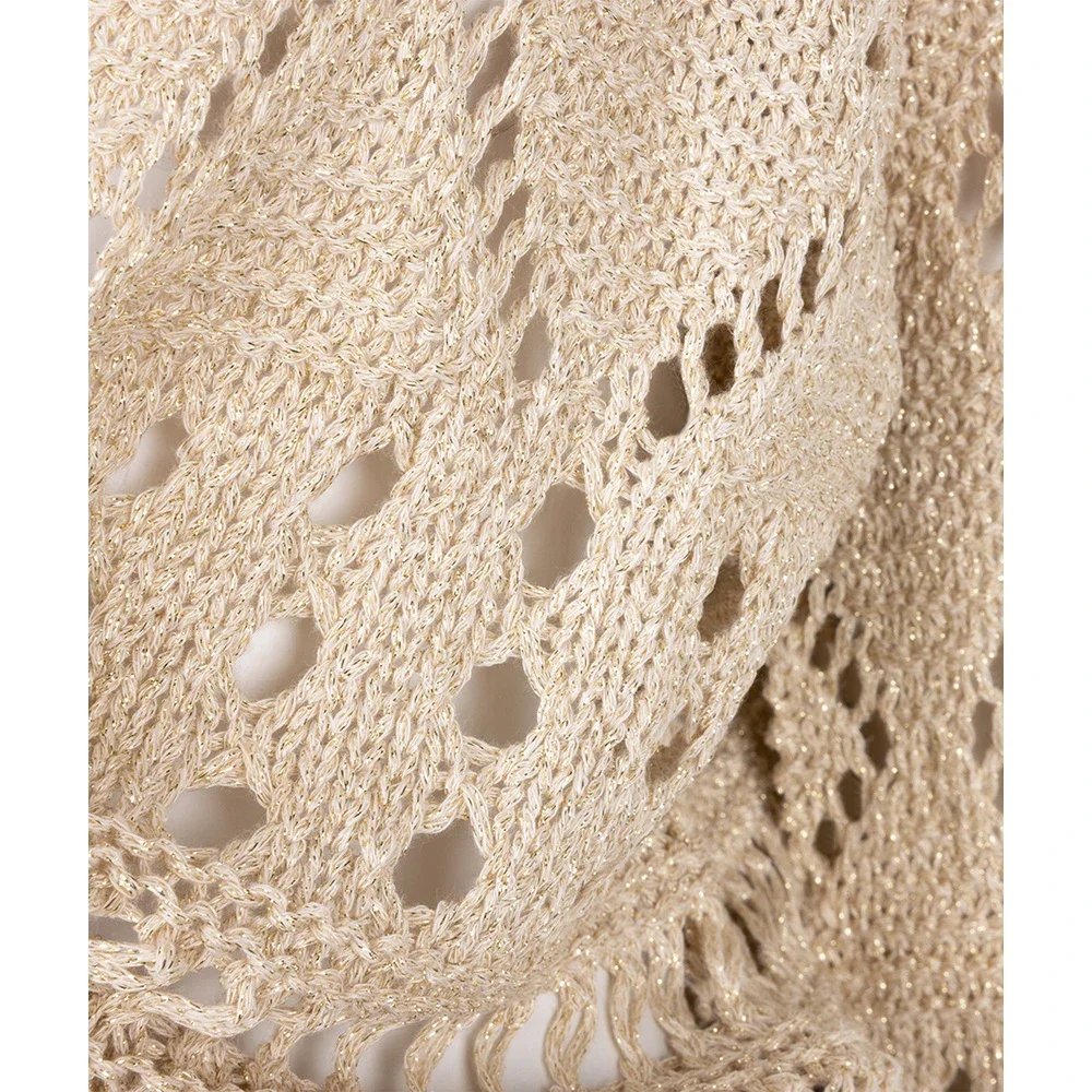 Bolero fancy open knit lurex Zand Bolero fancy open knit lurex Zand
