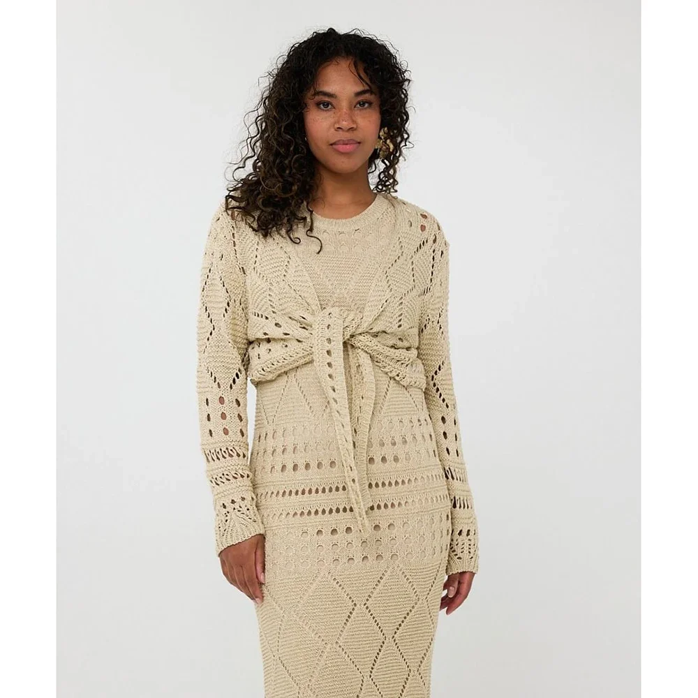 Bolero fancy open knit lurex Zand Bolero fancy open knit lurex Zand
