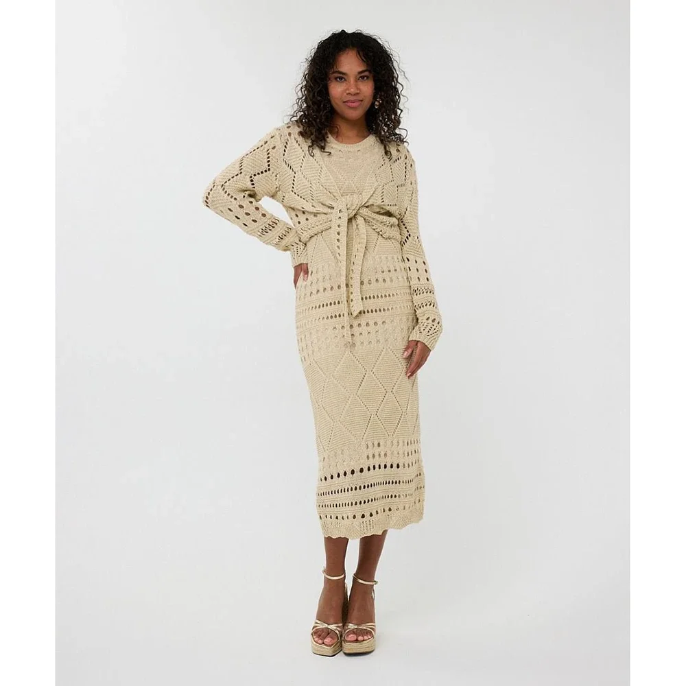 Bolero fancy open knit lurex Zand Bolero fancy open knit lurex Zand