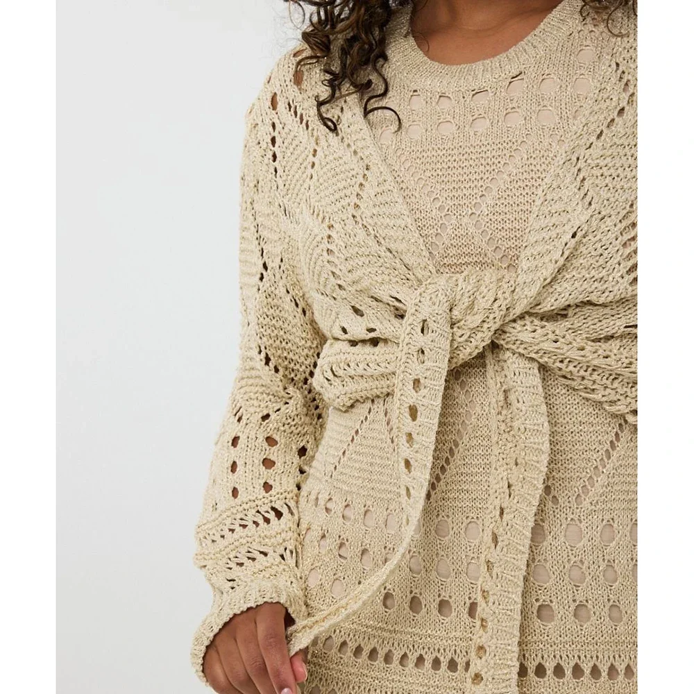 Bolero fancy open knit lurex Zand Bolero fancy open knit lurex Zand