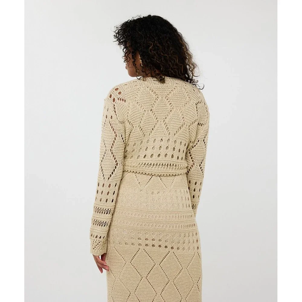 Bolero fancy open knit lurex Zand Bolero fancy open knit lurex Zand