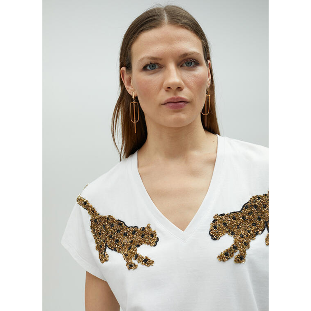 T-shirt met sierstenen Wit 1 T-shirt met sierstenen Wit 1