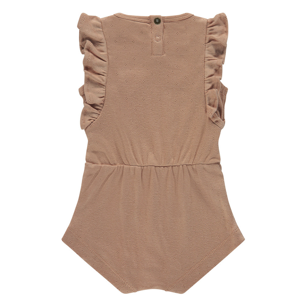 baby suit shortsleeve Tiny ruffle ajour Roze baby suit shortsleeve Tiny ruffle ajour Roze