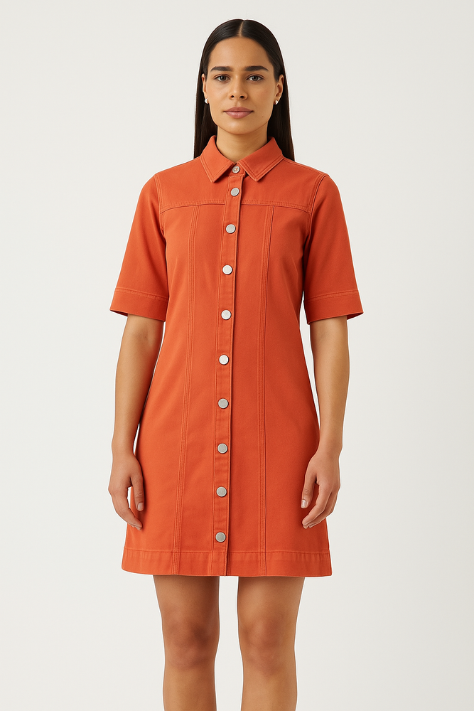 YASVIOLETTA 2/4 DENIM DRESS S. Oranje YASVIOLETTA 2/4 DENIM DRESS S. Oranje