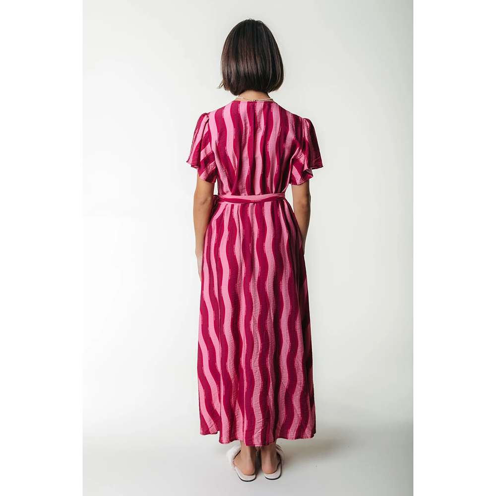 Ava Striped Real Wrap Maxi Dress SS Roze Ava Striped Real Wrap Maxi Dress SS Roze