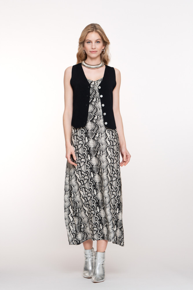 Maxi Dress Snake Pattern Zwart 1 Maxi Dress Snake Pattern Zwart 1