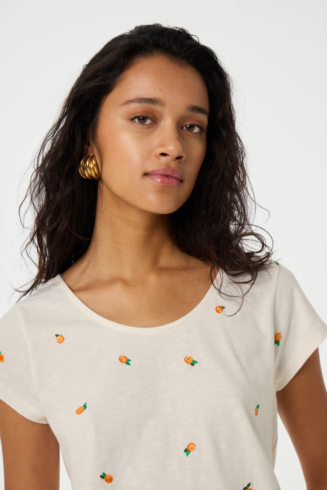 Phil Round V Orange T-Shirt Off White Phil Round V Orange T-Shirt Off White