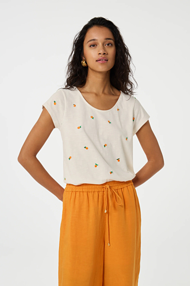 Phil Round V Orange T-Shirt Off White Phil Round V Orange T-Shirt Off White