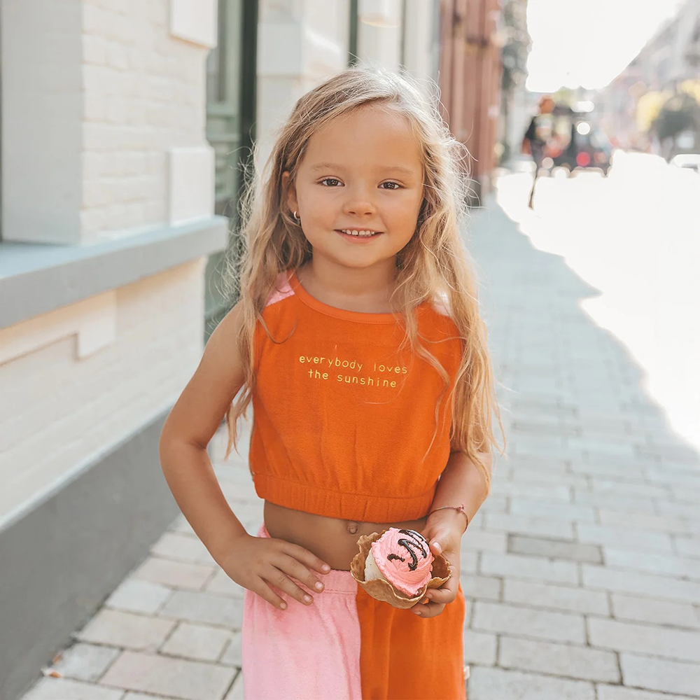 Terry Crop Singlet PinkRed Multi Terry Crop Singlet PinkRed Multi