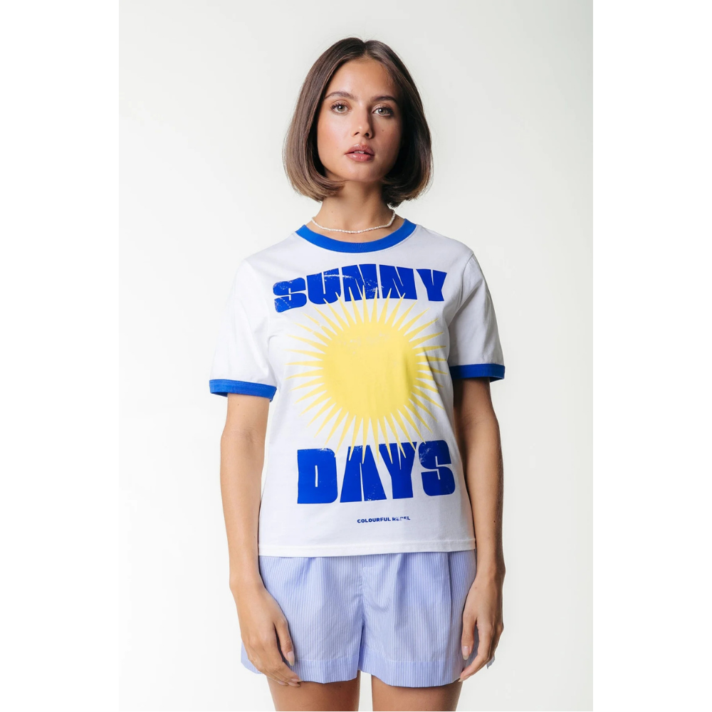 Sunny Days Ringer Boxy Tee Wit 1 Sunny Days Ringer Boxy Tee Wit 1
