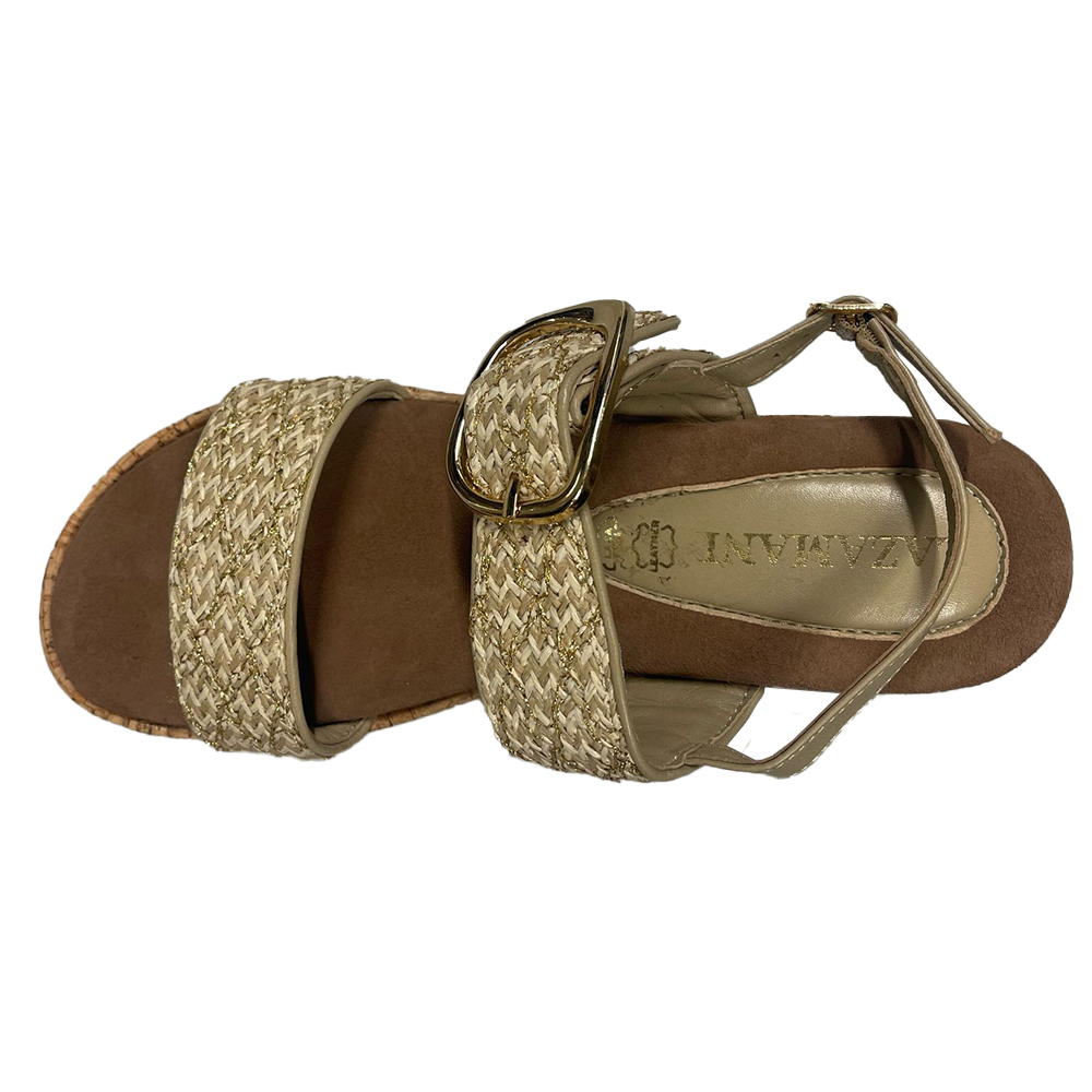 Two Strap Raffia Sandals High Heel Goud Two Strap Raffia Sandals High Heel Goud