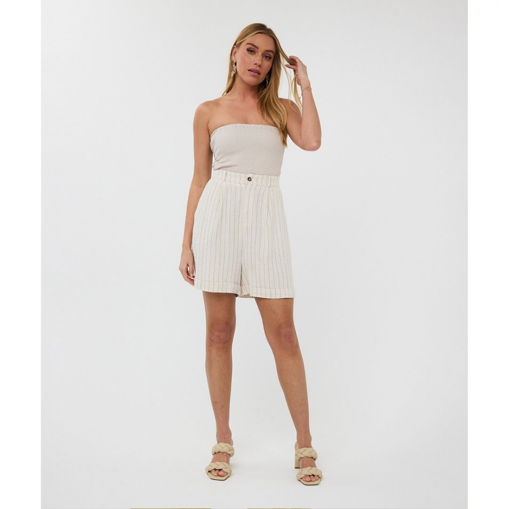 Shorts linen stripe Zand Shorts linen stripe Zand