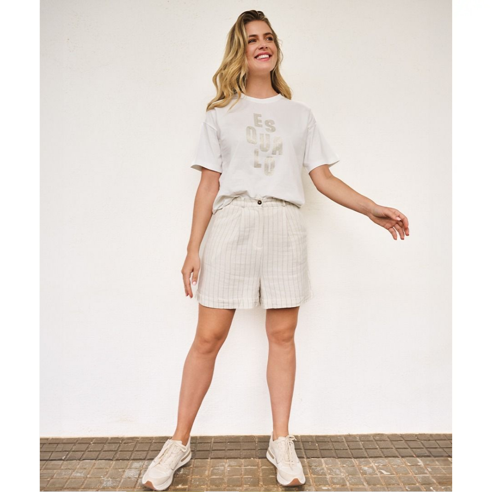 Shorts linen stripe Zand Shorts linen stripe Zand