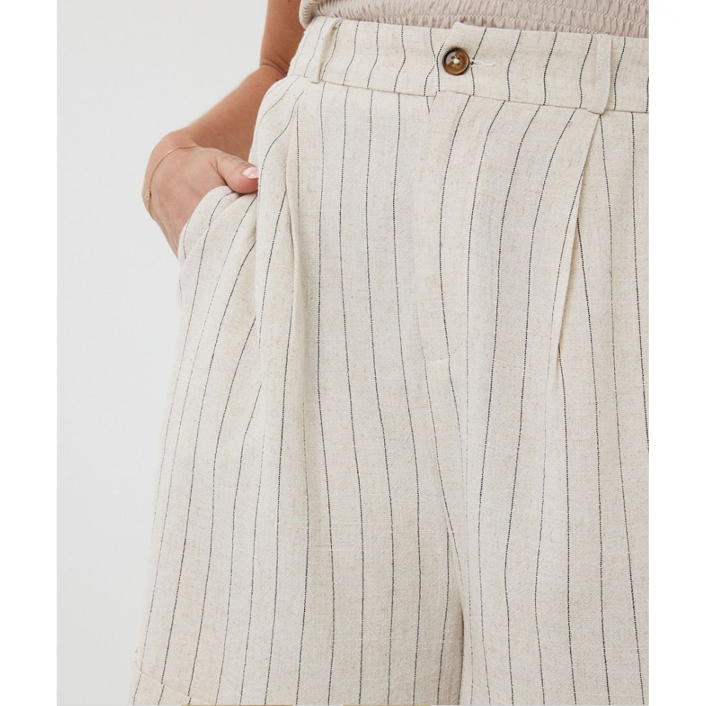 Shorts linen stripe Zand Shorts linen stripe Zand