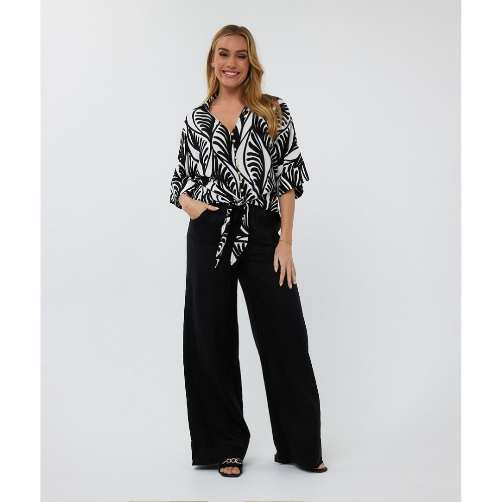 Blouse knot Summer vibes Zwart 1 Blouse knot Summer vibes Zwart 1