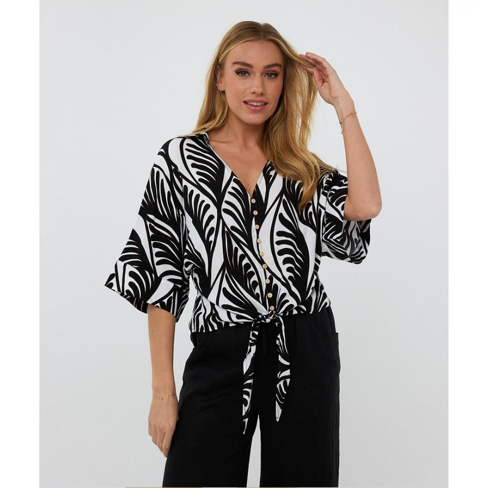 Blouse knot Summer vibes Zwart 1 Blouse knot Summer vibes Zwart 1
