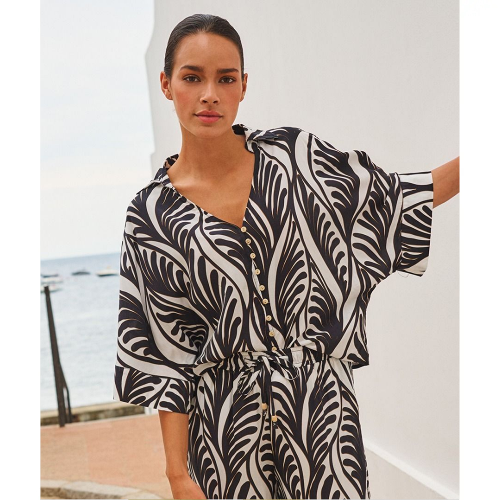 Blouse knot Summer vibes Zwart 1 Blouse knot Summer vibes Zwart 1