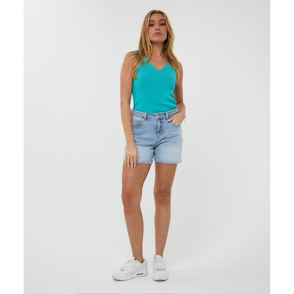 Top rib V-neck Sleeveless Blauw Top rib V-neck Sleeveless Blauw