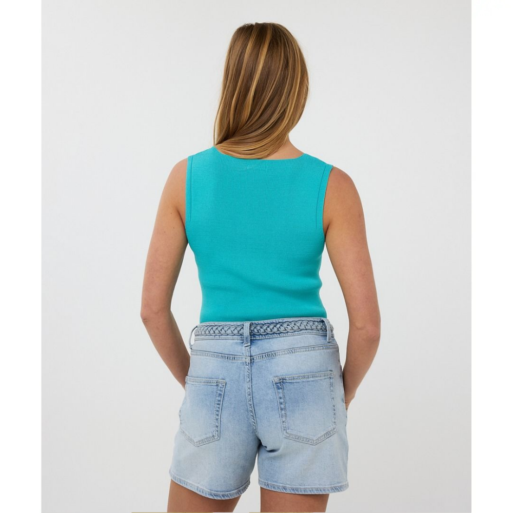 Top rib V-neck Sleeveless Blauw Top rib V-neck Sleeveless Blauw