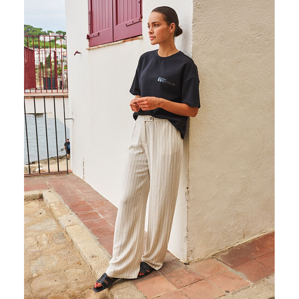 Trousers linen striped Zand Trousers linen striped Zand