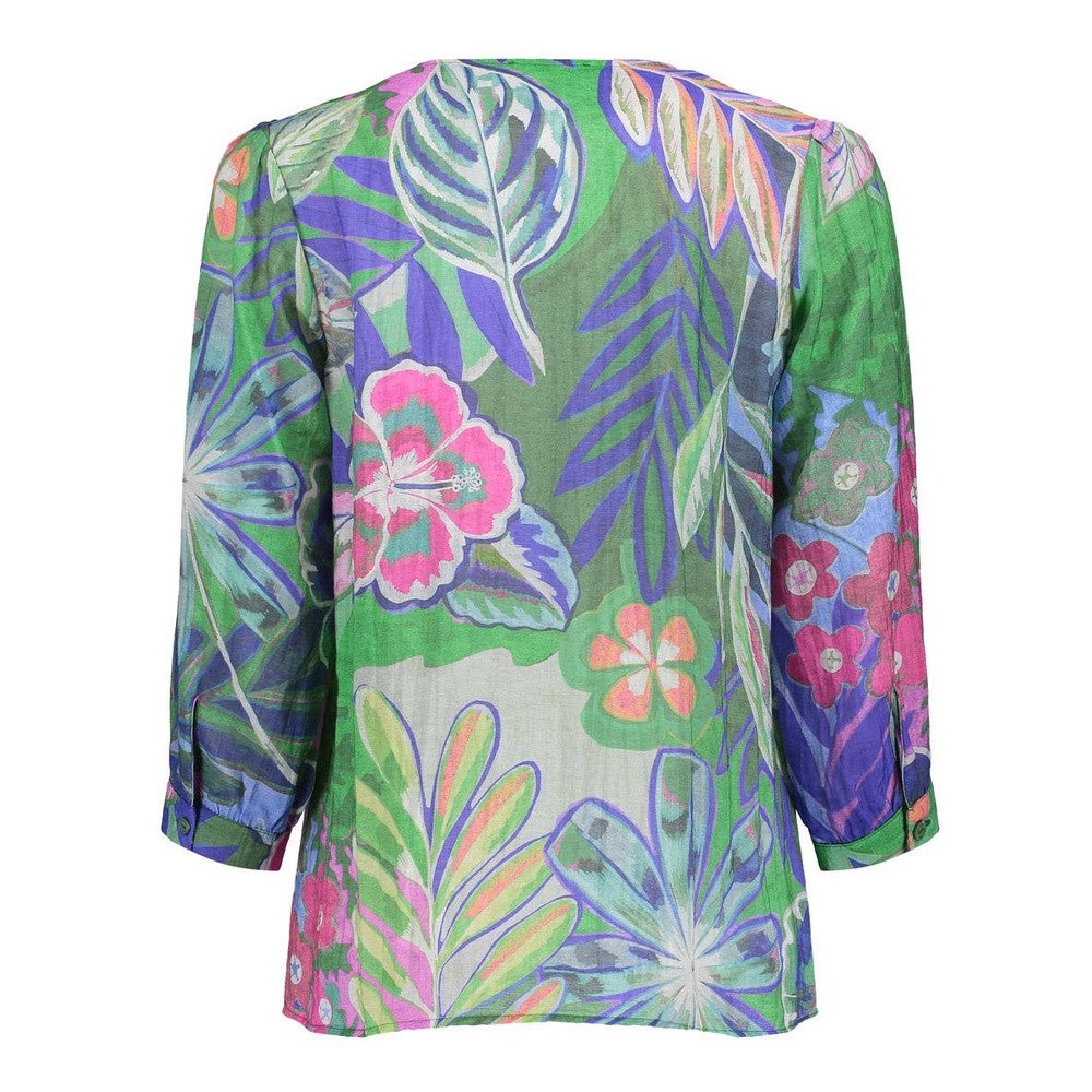 Blouse Met Tropische Print Blauw Blouse Met Tropische Print Blauw