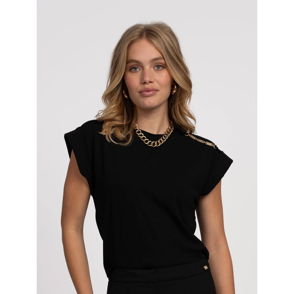 Epaulette T-Shirt Zwart 1 Epaulette T-Shirt Zwart 1