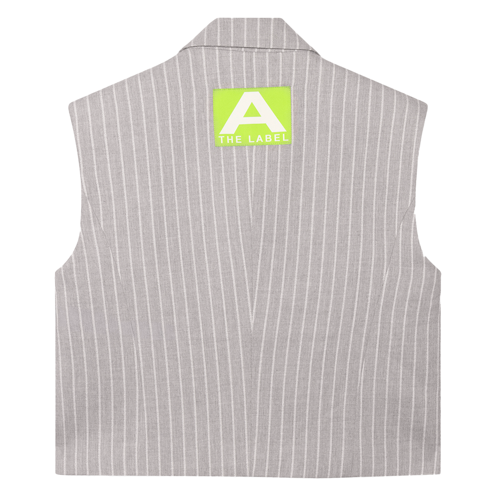 Ladies Woven Pinstripe Waistcoat Grijs Ladies Woven Pinstripe Waistcoat Grijs