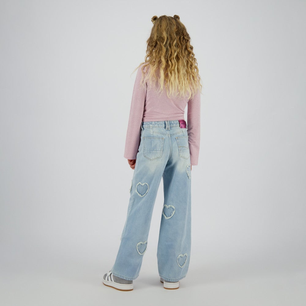 Cassie Special Jeans Extra Wide Leg Hearts Licht Blauw Cassie Special Jeans Extra Wide Leg Hearts Licht Blauw