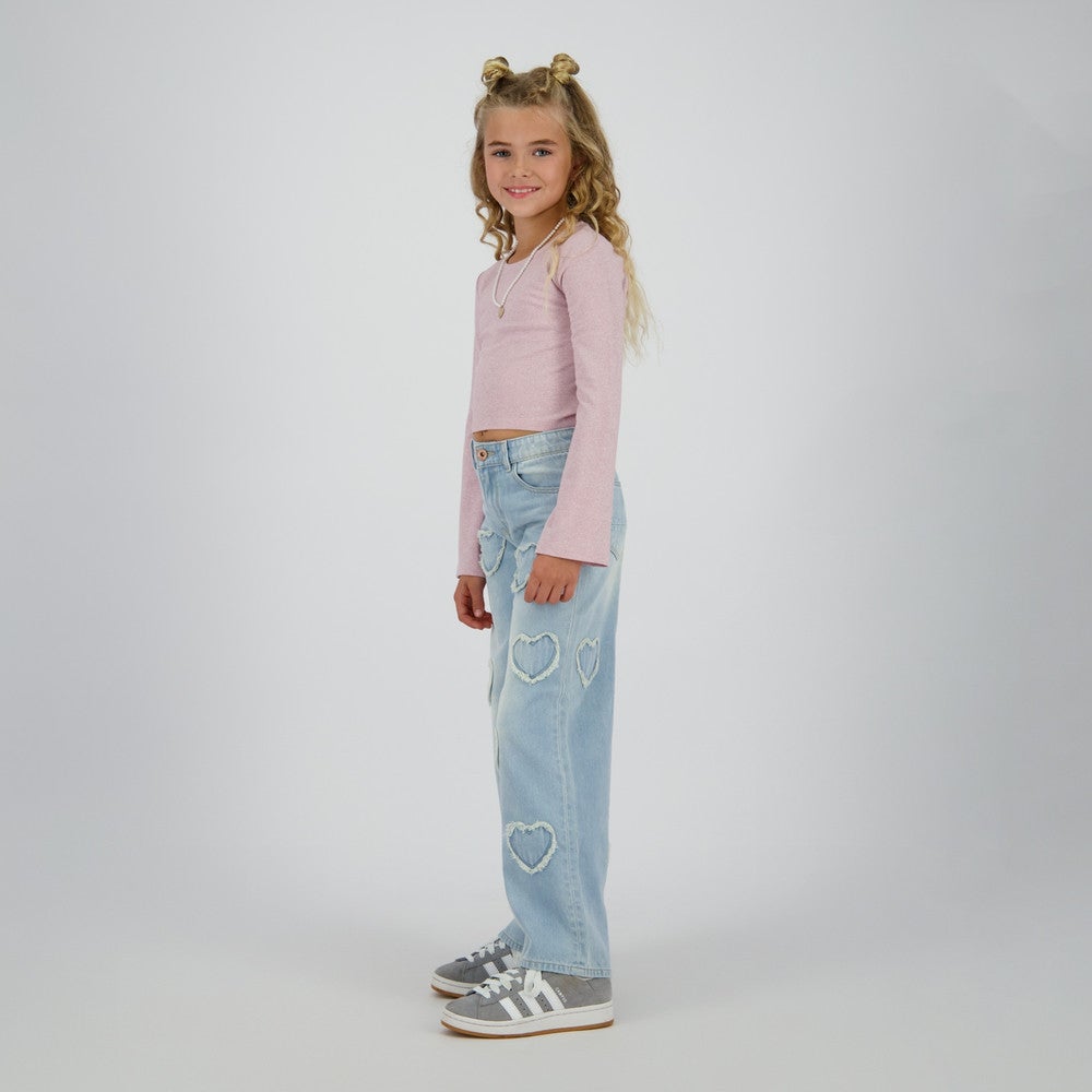 Cassie Special Jeans Extra Wide Leg Hearts Licht Blauw Cassie Special Jeans Extra Wide Leg Hearts Licht Blauw