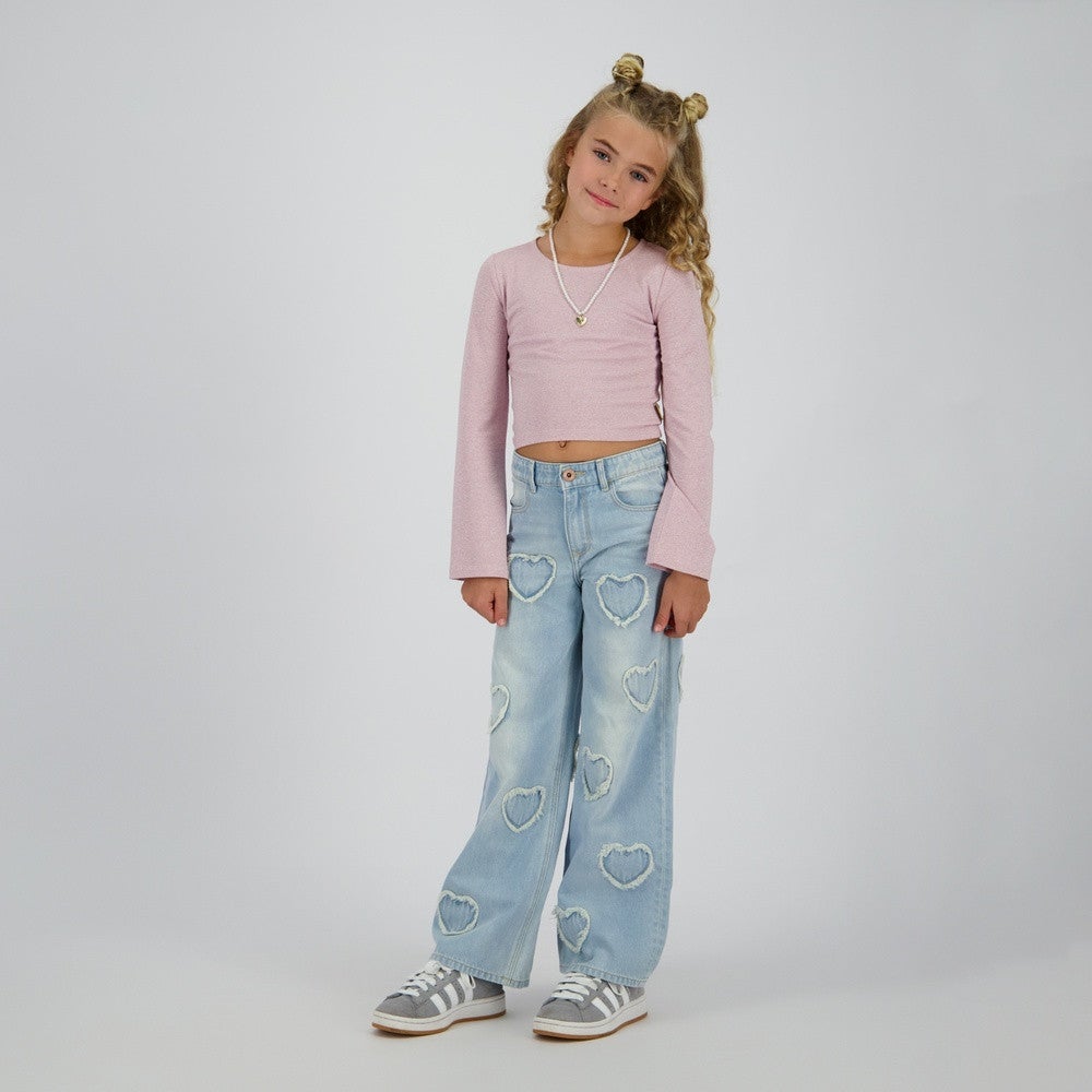 Cassie Special Jeans Extra Wide Leg Hearts Licht Blauw Cassie Special Jeans Extra Wide Leg Hearts Licht Blauw