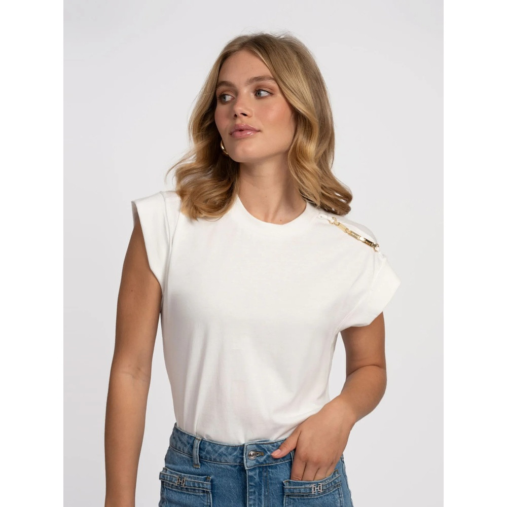 Epaulette T-Shirt Wit 1 Epaulette T-Shirt Wit 1