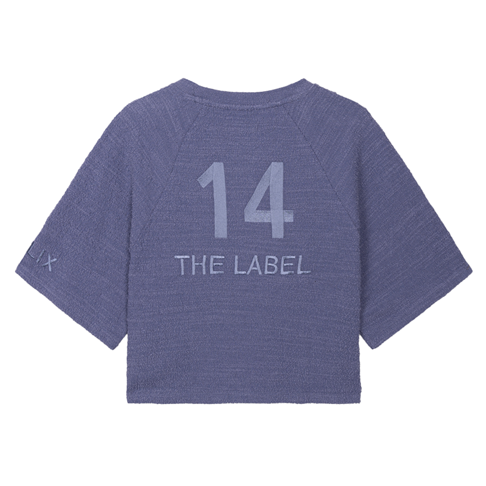 Ladies Knitted Boucle T-shirt Donker Blauw Ladies Knitted Boucle T-shirt Donker Blauw