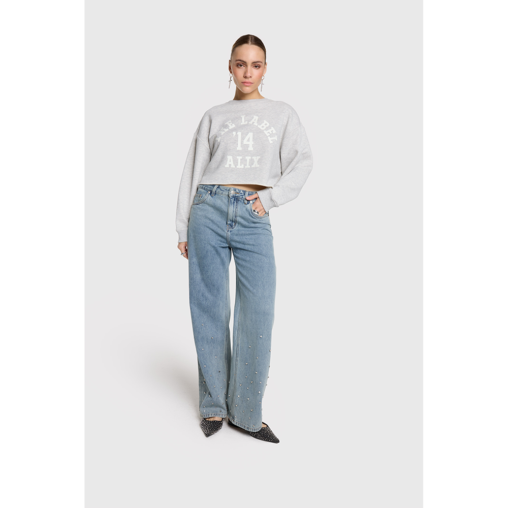 Ladies Woven Embellished DenimPants Licht Blauw Ladies Woven Embellished DenimPants Licht Blauw