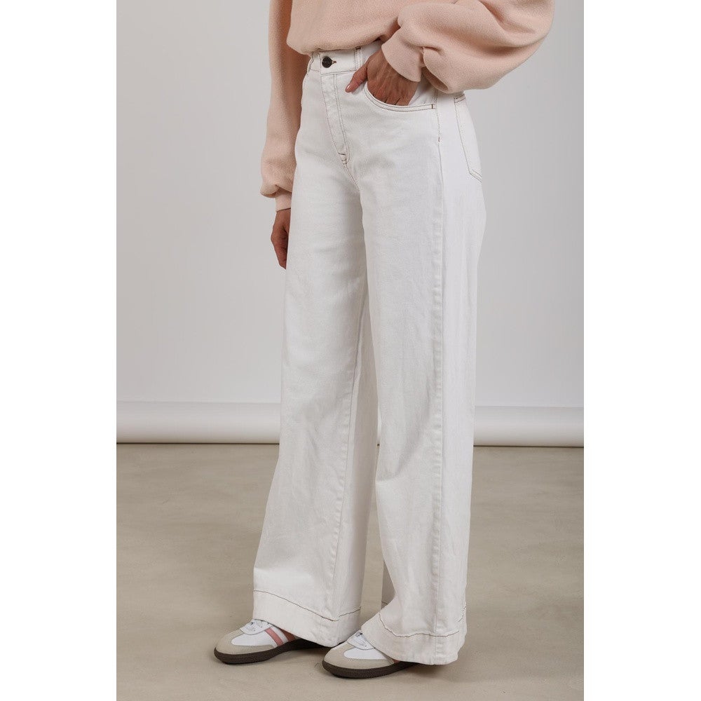 Abby Pants Denim Embroidery Off White Abby Pants Denim Embroidery Off White