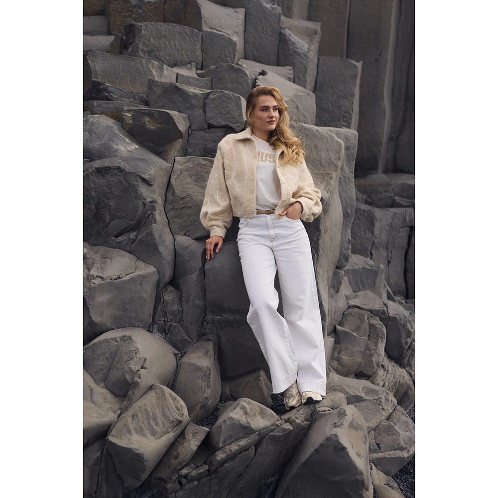 Abby Pants Denim Embroidery Off White Abby Pants Denim Embroidery Off White