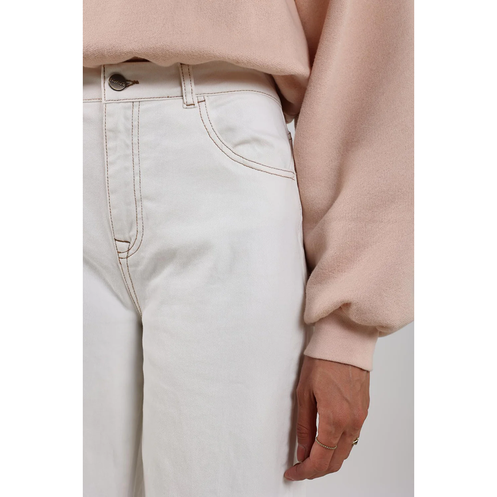 Abby Pants Denim Embroidery Off White Abby Pants Denim Embroidery Off White