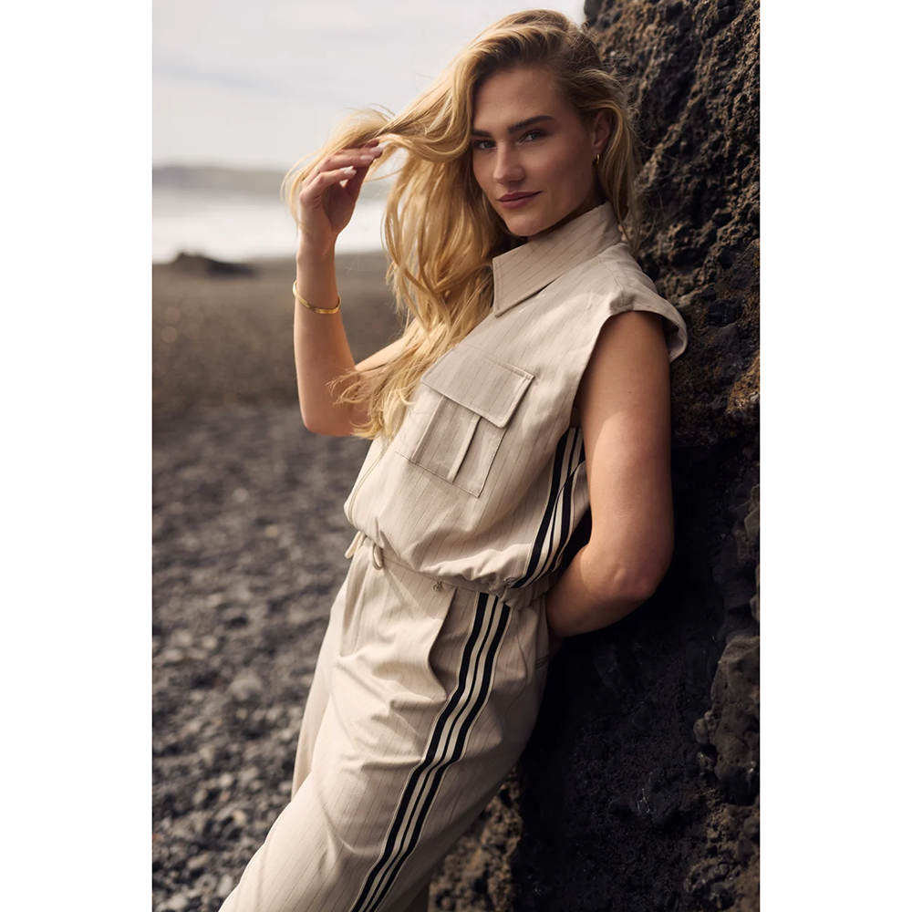 Veerle Gilet Stripe Zand Veerle Gilet Stripe Zand