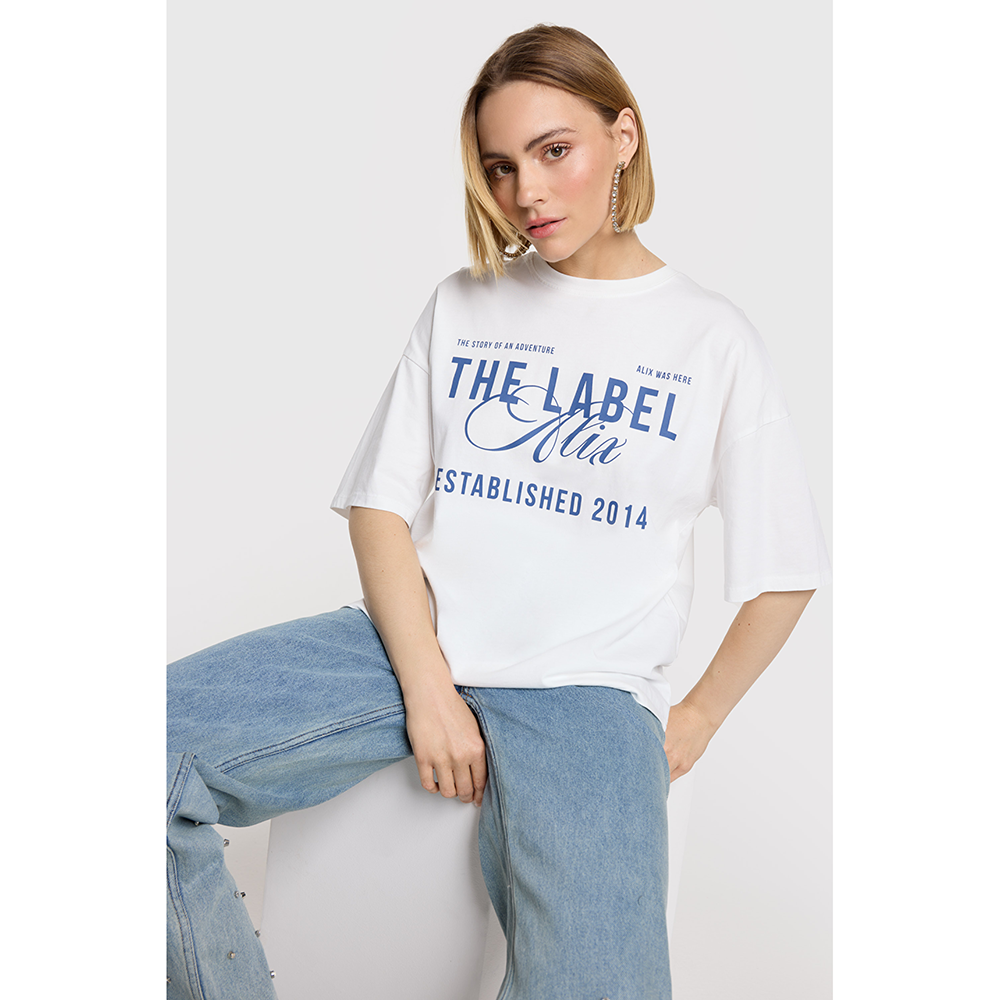 Ladies Knitted The Label Wide T-shirt Off White Ladies Knitted The Label Wide T-shirt Off White