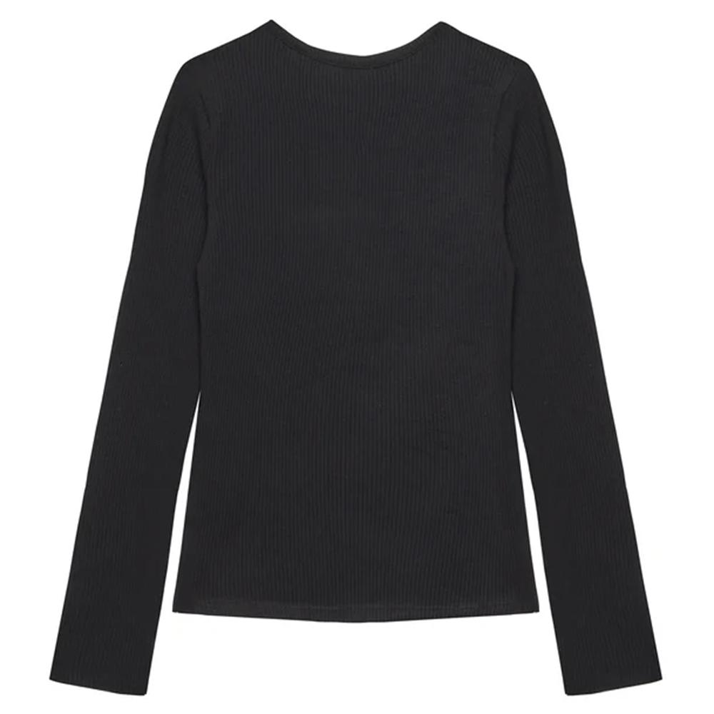 VISCOSE RIB LS T-SHIRT_MINIME BUTTONS Zwart 1 VISCOSE RIB LS T-SHIRT_MINIME BUTTONS Zwart 1