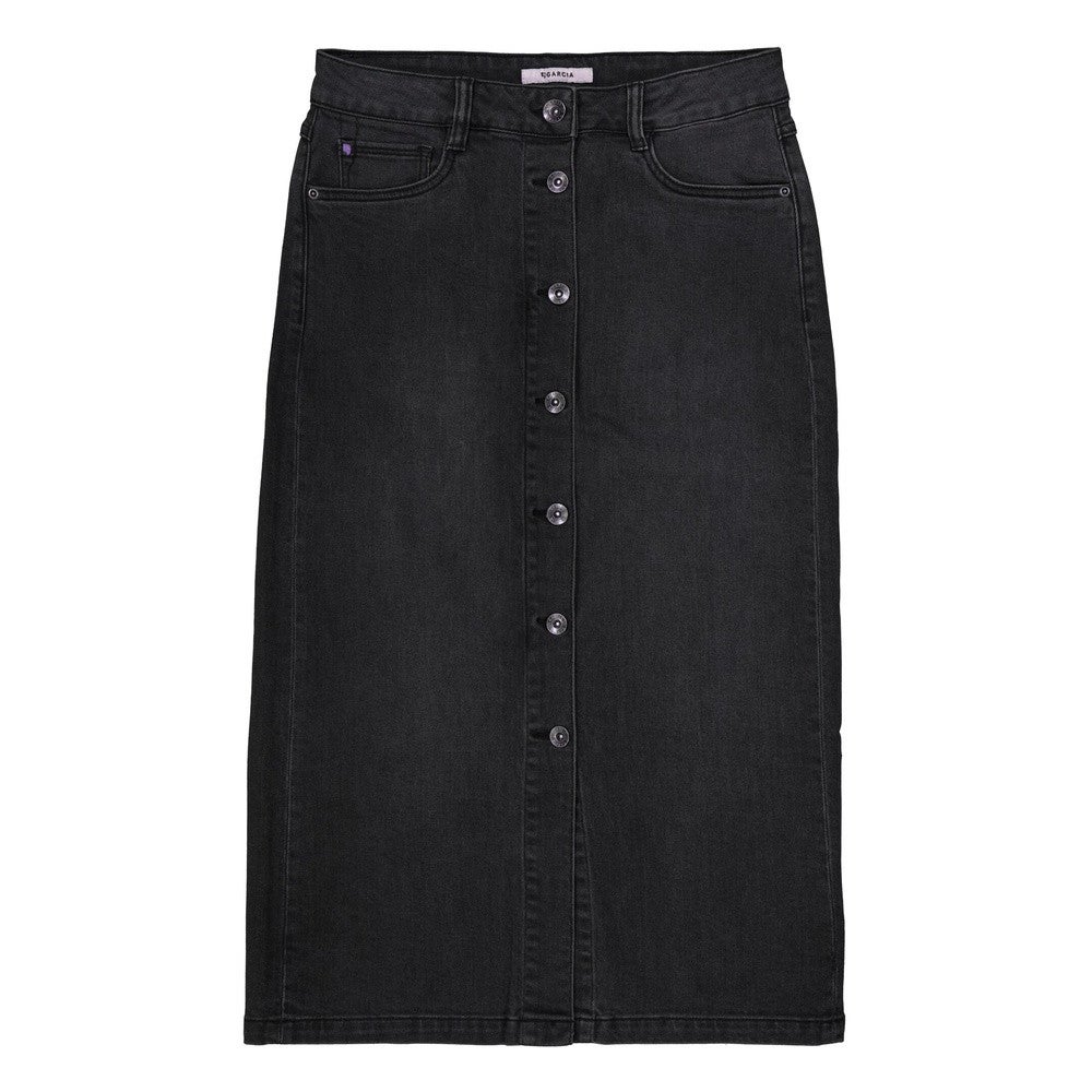 G50325 Ladies Midi Denim Skirt Zwart 1 G50325 Ladies Midi Denim Skirt Zwart 1