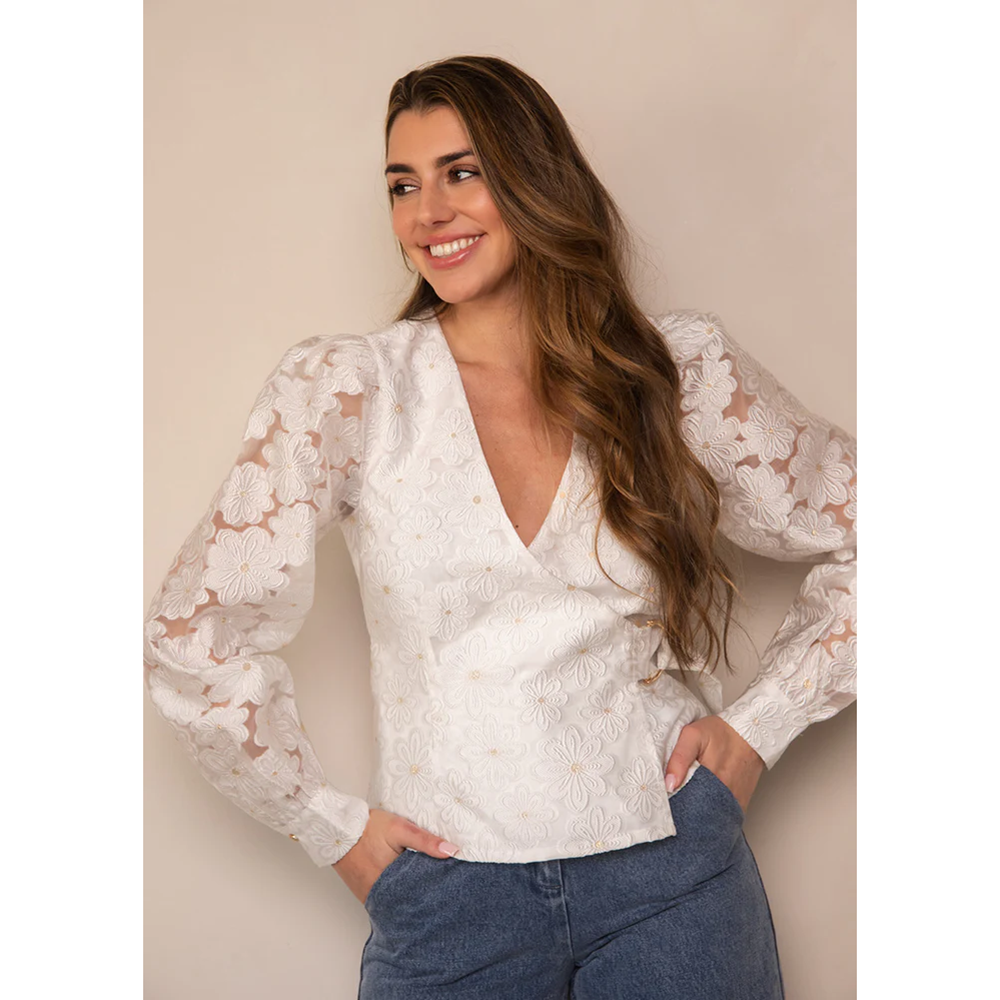 Bianca Flower Blouse Off White Bianca Flower Blouse Off White