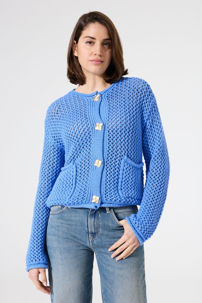 H50052 Ladies Cardigan Licht Blauw H50052 Ladies Cardigan Licht Blauw