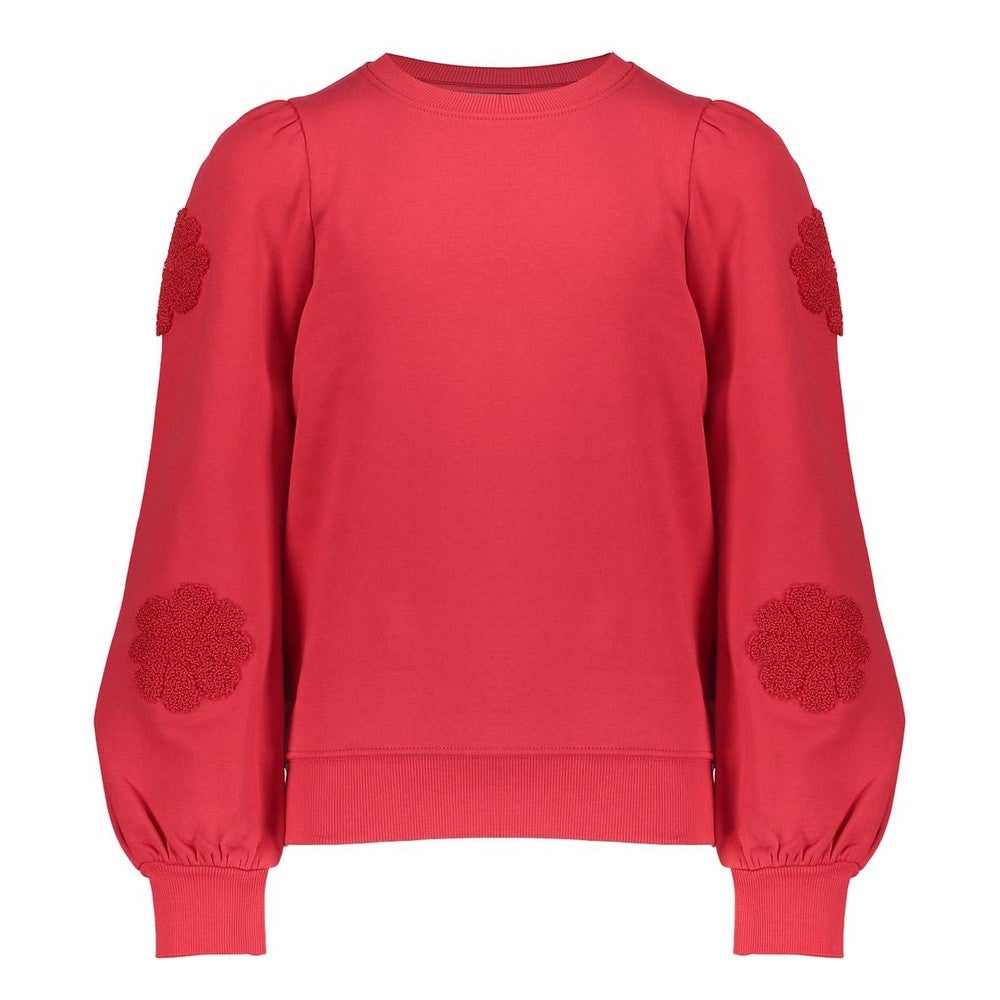 Sweater flowers at sleeve Rood Sweater flowers at sleeve Rood