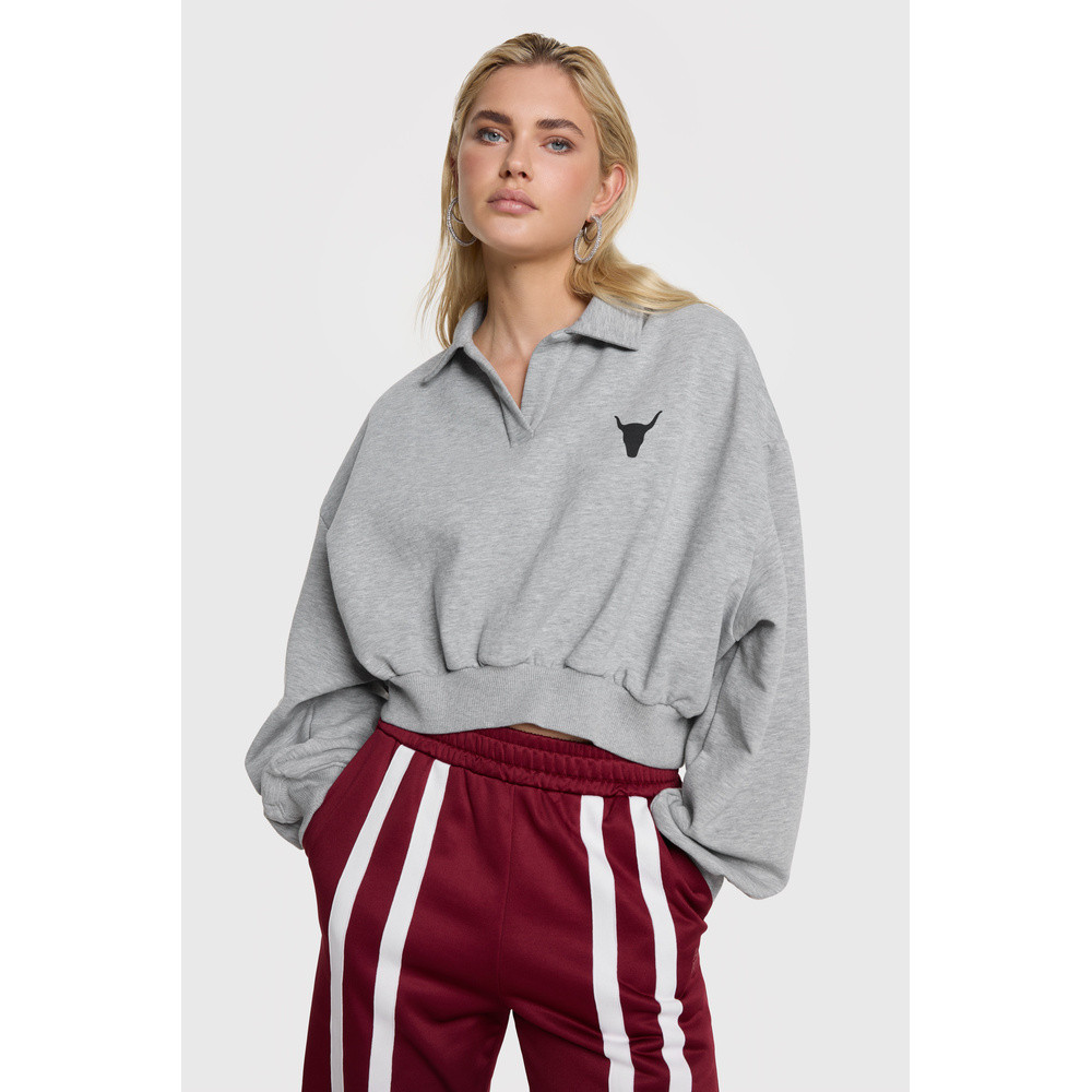 Ladies Knitted Polo Sweater Grijs Ladies Knitted Polo Sweater Grijs