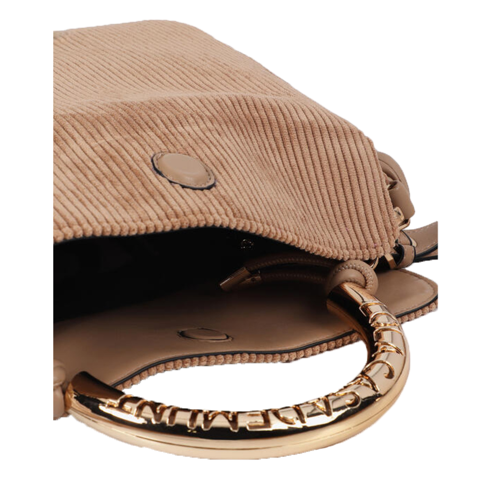 Corduroy Schoudertas Met Vlechtdetail Beige Corduroy Schoudertas Met Vlechtdetail Beige