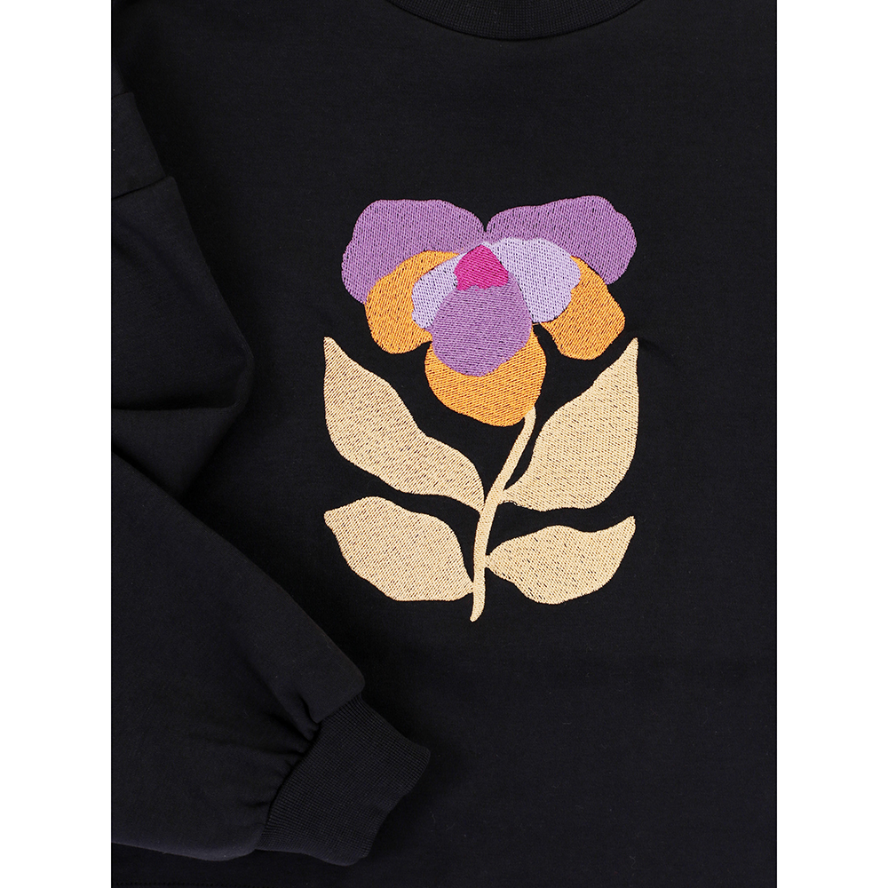 Little interlock sweater Flower Antraciet Little interlock sweater Flower Antraciet