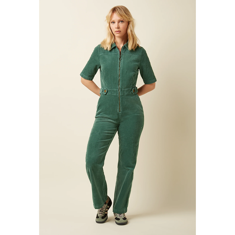 Garbo Zip Jumpsuit Corduroy Groen Garbo Zip Jumpsuit Corduroy Groen