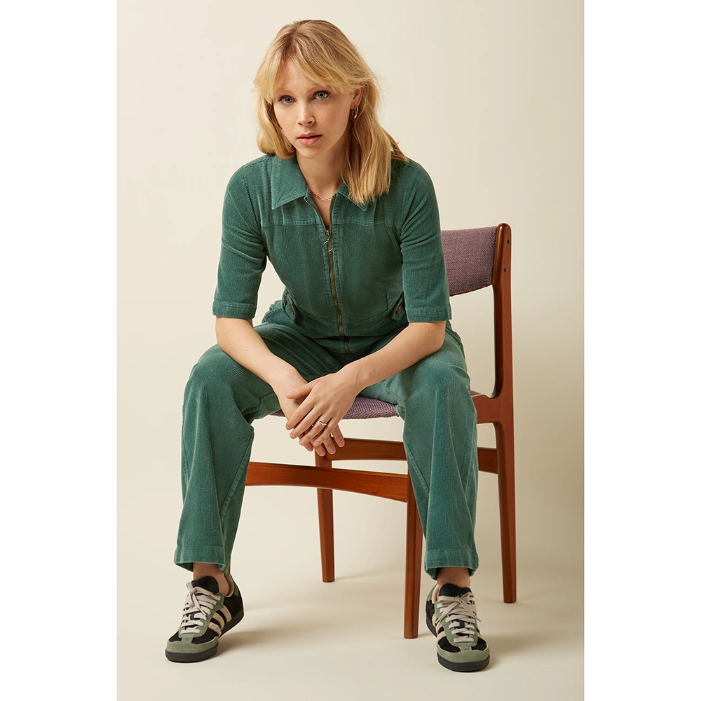 Garbo Zip Jumpsuit Corduroy Groen Garbo Zip Jumpsuit Corduroy Groen
