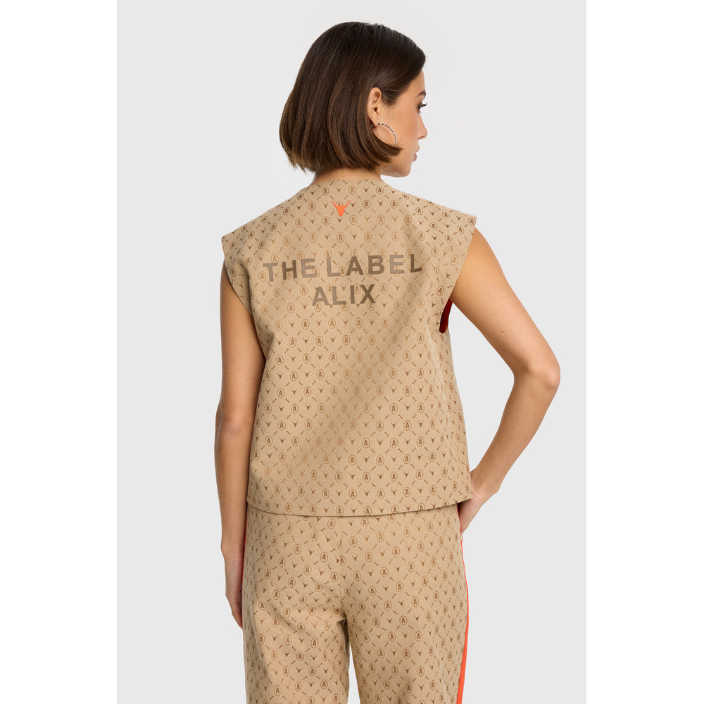 Ladies Woven Logo Waistcoat Camel Ladies Woven Logo Waistcoat Camel