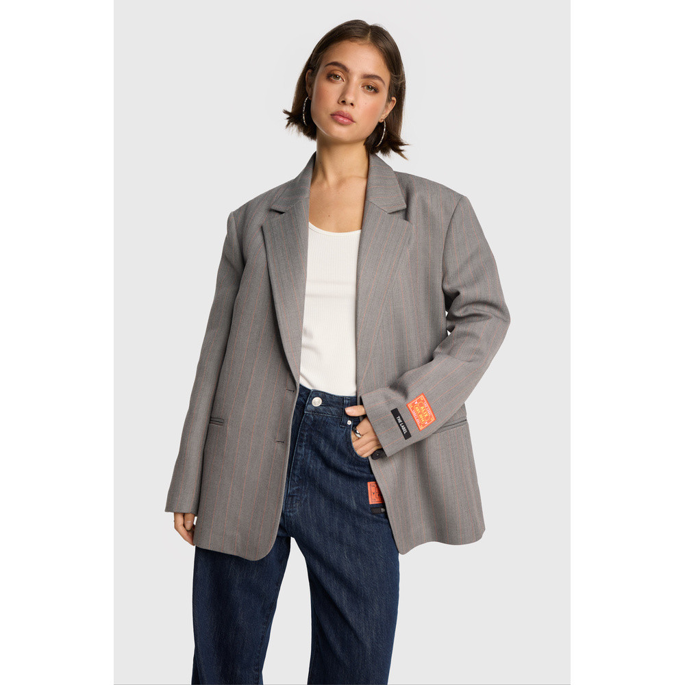 Ladies Woven Classy Grandad Blazer Grijs Ladies Woven Classy Grandad Blazer Grijs